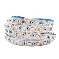 5050 RGBWW RGB+Warm White 4 Colors in 1 LED 5m 16.4ft 60LEDs/m Multi-Colored LED Tape Lights IP30 Non-Waterproof White 10mm PCB DC12V for Bedroom Kitchen Home Decoration