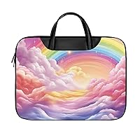 Laptop Sleeve Shockproof Leather Laptop Case with Handle Colorful Rainbow Waterproof Briefcase Laptop Bag 16 Inch