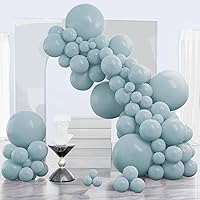 PartyWoo Pale Aqua Balloons, 140 pcs Boho Blue Balloons Different Sizes Pack of 18 Inch 12 Inch 10 Inch 5 Inch Pale Blue Balloons for Balloon Garland or Balloon Arch as Party Decorations, Blue-F28