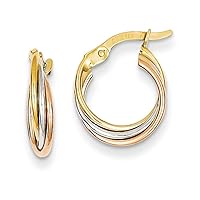 14 kt Tri Color Gold Twisted Hoop Earrings
