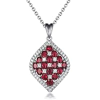 Jewelry 18kt White Gold Natural Emerald Ruby Sapphire Diamond Necklaces Pendant for Women