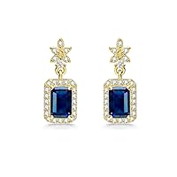 Emerald Earring| Natural Stone Flawless Emerald Cut Diamond Earring in 14K Gold Designed by Ellen
