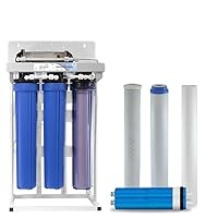 Max Water 400 GPD Commercial Reverse Osmosis System with Booster Pump, 200GPD RO Membranes, Sediment + GAC + CTO Carbon Filters, Whole House Filter System, Multicolor