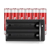 6pcs 1￵8￵6￵50 Rechargeable Batter￵y 4000mAh W￵i￵th 18650 Battery Charger,2 Bay Universal Charger Tool for Rechargeable 3.7V Li-ion Batteries