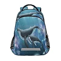 MNSRUU Cartoon Backpack for School Elementary,Kid Bookbag Whale Toddler Backpack