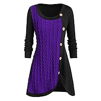 Women's Plus Size Crewneck Casual Asymmetric Sweaters Ribbed Knitted Jumper Fashion Pullover Sweater Top Cotton