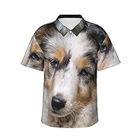 Shetland Sheepdog Men's Hawaiian Shirts, Short Sleeve Holiday T-Shirts and Casual Tops