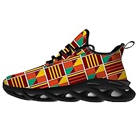 Kente Shoes for Men Women Road Running Shoes Walking Tennis Sneakers Athletic Lightweight Shoes