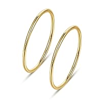 1mm 14K Gold Filled Rings for Women Girls Thin Gold Ring Dainty Cute Stacking Stackable Thumb Pinky Band Non Tarnish Comfort Fit Size 4 to 11 1PC/2PCS/3PCS