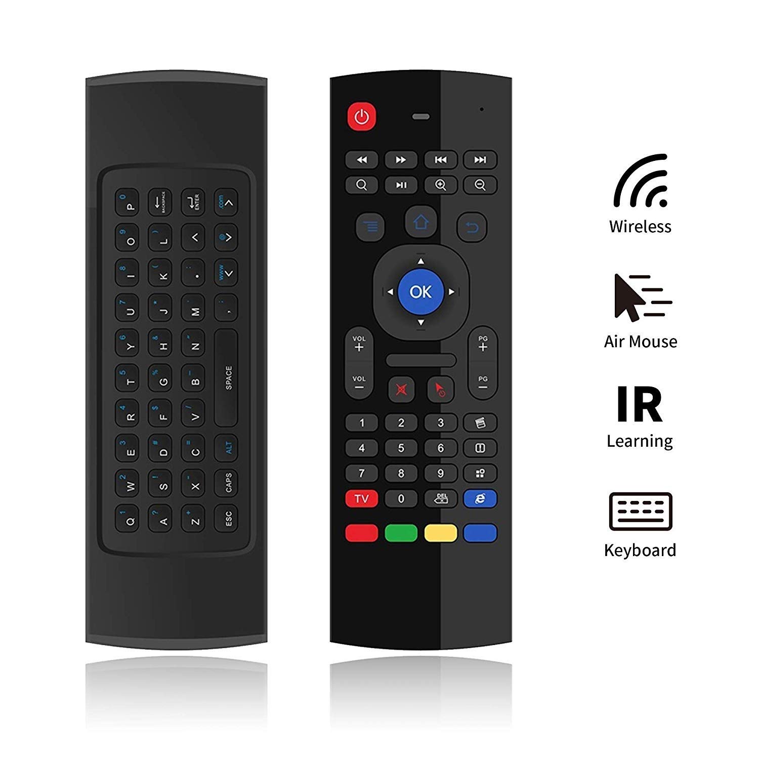 Favormates Air Remote Mouse MX3 Pro,2.4G Backlit Kodi Remote Control,Mini Wireless Keyboard & Infrared Remote Control Learning, Best for Android Smart Tv Box HTPC IPTV PC Pad Xbox Raspberry pi 3