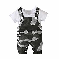Toddler Outfits Girls 4t Toddler Boys Girls Short Sleeve Star Suit Camo Suspenders Pants T Shirt (CE2, 18-24 Months)