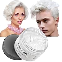 White Temporary Hair Color Wax,Hair Spray Color,Hair Wax Dye Pomades Disposable Natural Hair Wax Color Gel,Instant Hairstyle Mud Cream for Halloween, Kids, Party, Cosplay, Masquerade etc. (White)
