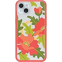 OtterBox iPhone 15 Plus and iPhone 14 Plus Symmetry Series Clear Case Quilted Poppies (Red), Snaps to MagSafe, Ultra-Sleek, Raised Edges Protect Camera & Screen