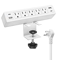 40W Fast Charging Desk Clamp Power Strip with 1200J Surge Protection,Desk Charging Station with 4 PD20W USB Ports,5 Outlets,Fit 1.65