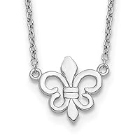 Sterling Silver Rhodium-plated Fleur de Lis w/1in ext Necklace