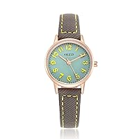 Kids Easy to Read Leather Wrist Watch Girls Analog Quartz Watch Black