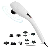 MEGAWISE Handheld Back Massager | Deep Tissue Percussion Relief for Back, Neck, Shoulders, Waist Legs, full body for improved blood circulation and fatigue relief (Pearl White 6Ft Corded)