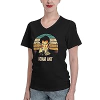 Adam and The Ants T Shirt Female Fashion V Neck Short Sleeve Shirts Summer Casual Tee Black