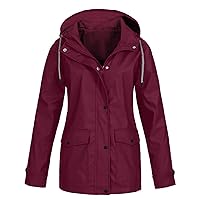 Women's Winter Jacket Solid Stripe Rain Jacket Outdoor Plus Waterproof Hooded Raincoat Windproof Coats