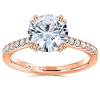 Kobelli Forever One Moissanite and Lab Grown Diamond Engagement Ring 2 1/10 CTW 14k Rose Gold (DEF/VS)