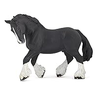 Papo - Hand-Painted - Figurine - Horses,Foals and Ponies - Black Shire Horse Figure-51517 - Collectible - for Children - Suitable for Boys and Girls - from 3 Years Old