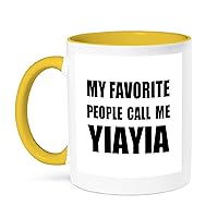 3dRose My Favorite People Call Me Yiayia Fun Black Text Design For Grandma, Yellow Mug, 11 oz