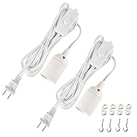 Simple Deluxe 2-Pack 20 Feet Extension Hanging Lantern Pendant Light Lamp Cord Cable E26 Socket (no Bulb Included) On/Off Switch, White