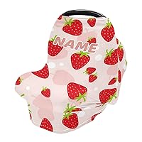 Strawberry Custom Baby Car Seat Covers for Babies Carseat Nursing Cover for Breastfeeding Soft Breathable Scarf Multi-Use Personalized Carseat Covers for Boys Girls
