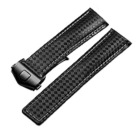 Carbon Fiber Pattern Genuine Leather Strap 20mm 22m for TAG HEUER Monaco Series watchband wristwatches Band Leather Watch Bracelet (Color : 24mm, Size : 20mm)