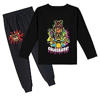 Unisex Kids Classic Long Sleeve T-Shirts and Sweatpants Set,Five Nights at Freddy's Graphic Sweatsuit for Boys Girls