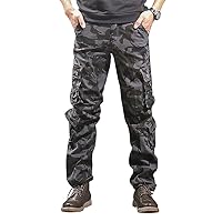 zeetoo Mens Relaxed-Fit Cargo Pants Multi Pocket Military Camo Combat Work Pants