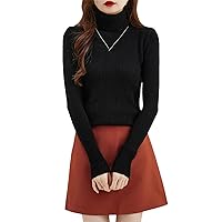 Women's Turtleneck 100% Merino Wool Pullover Autumn and Winter Warm Long Sleeve Knitted Sweater