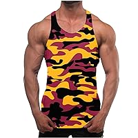 Men's Camo Tank Tops Sleeveless Shirts for Workout Fitness Stylish Racerback Vest Sports Muscle Fit Tank Top