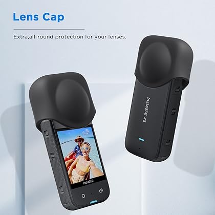 CYNOVA Insta 360 X3 Lens Cap Protector, Silicone Case Tempered Glass Protector Set for Insta360 X3 Accessories
