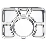 Aspire Divided Dinner Tray Lunch Container, Metal Plate, 1 Pc-6 Sections