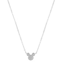 Amazon Essentials Disney Plated Pave Cubic Zirconia Mickey Mouse Necklace