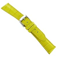 22mm DB Baby Crocodile Grain Yellow Padded Stitched Watch Band Mens Long