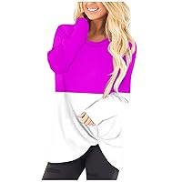 Long Sleeve Shirts for Women Round Neck Pullovers Solid Color Tops Stylish Pullover Relaxed Fit T-Shirt Slim Fit Top