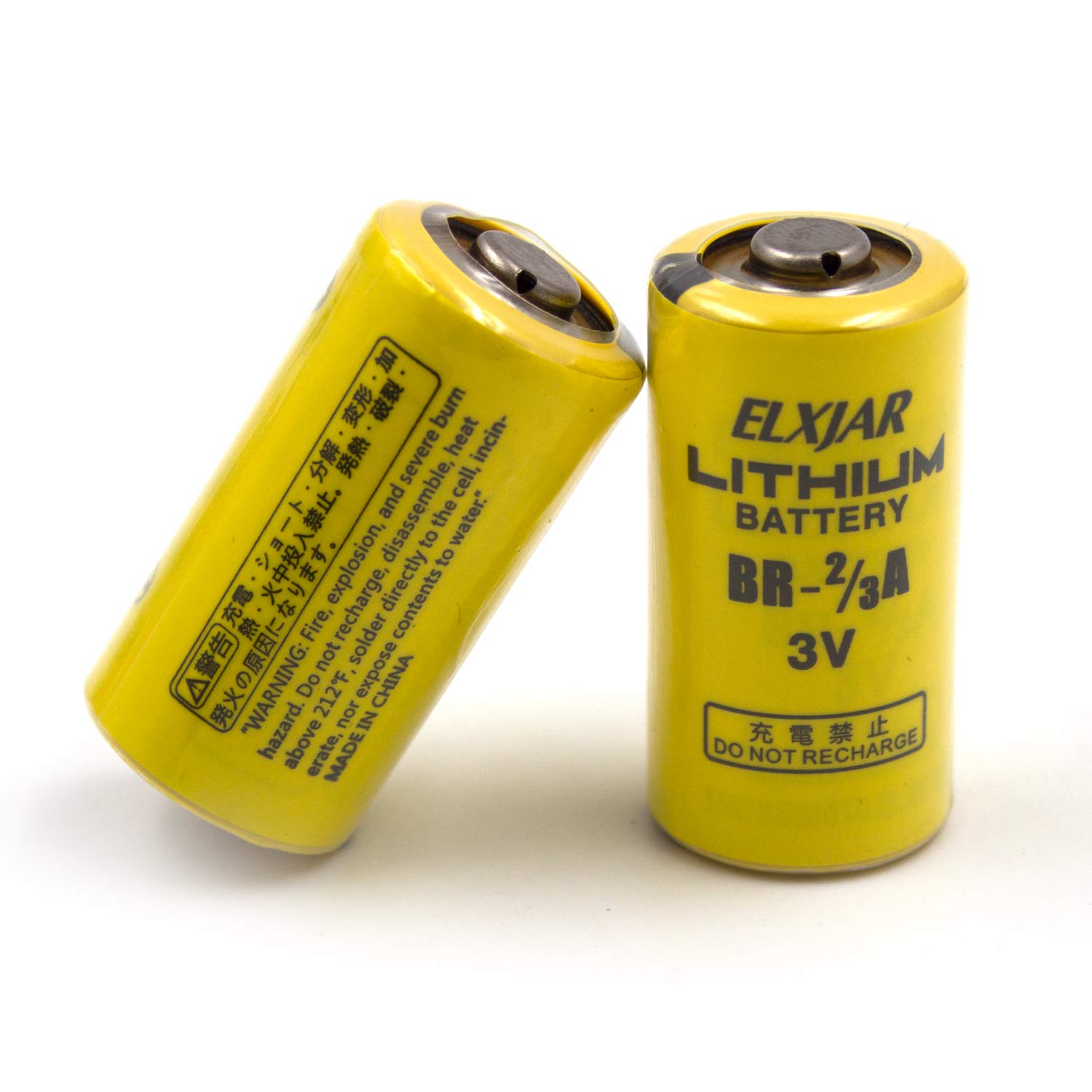 elxjar (2-Pack) 3V BR-2/3ASSP 2/3A Lithium Battery, Replacement for Panasonic BR-2/3A