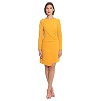 Donna Morgan Women's Sleek Faux Wrap Dress with Asymmetric Skirt Office Workwear Event Guest of