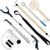 7PC Hip Kit For Seniors Total Hip Replacement Prime, Hip Replacement Kit After Surgery, Hip Replacement Recovery Kit With Grabber,Sock Aid,Leg Lifter,Dressing Stick,Shoehorn,Back Scratcher,Bath Loofah