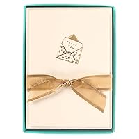 Graphique Just a Note La Petite Presse Boxed Thank You Notes - 10 Embellished Gold Foil Thank You Cards with Matching Envelopes and Storage Box, 3.25