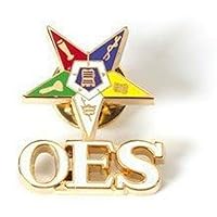 Eastern Star Shield Star with OES Letters - Order of the Eastern Star Lapel Pin