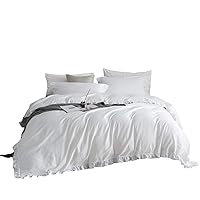 Dolce Mela Kink Size, Luscious 6 Piece Duvet Cover Set with Beautiful Ruffle Edge, 100% Long Staple Combed Cotton, Hypoallergenic, All-Season, White, DM807K
