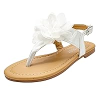 Toddler Size 7 Sandals Children Flat Bottomed Pin Toe Sandals Flower Beach Shoes Pin Toe Kids Slippers for Girls Size 10