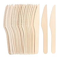 Disposable Wood Cutlery Knife, 24 PCS 6 Inch Biodegradable Wooden Utensils for Parties,Camping,Weddings,festival