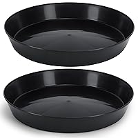 16 Inch (14.25 Inch Base) Case of 2 Plant Saucer - Black Colored Polypropylene,Heavy Duty Indoor/Outdoor Tray and Drip Pan,Collects Flower Pot Excess Water Made in USA