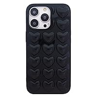 iPhone 13 Pro Max Case for Women, 3D Pop Bubble Heart Kawaii Gel Cover, Cute Girly for iPhone13 Pro Max 6.7 inch - Black