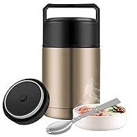Soup Thermos for Adults, 27oz Thermos for Hot Food, Wide Mouth Stainless Steel Food Thermos Jar, Insulated Lunch Container with Spoon & Handle, Leak Proof Thermal Bento Box Flask Meal Carrier
