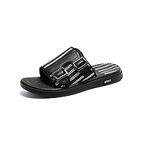 Men's Flat Slides Crisscross Back Strap Sandals Double Buckle Flip Flops